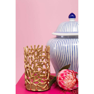 Damson Small White And Blue Ceramic Jar