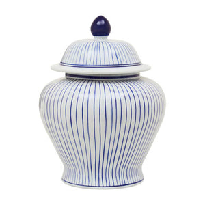 Large White and Blue Ceramic Jar | Damson