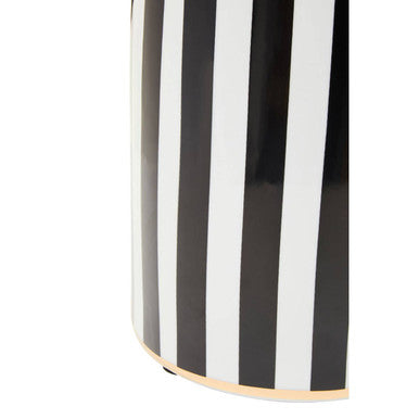 Doria Large Black And White Stripes Ceramic Jar