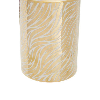 Doria Small White And Gold Finish Ceramic Jar