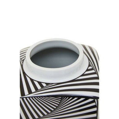 Doria Small Black And White Ceramic Jar