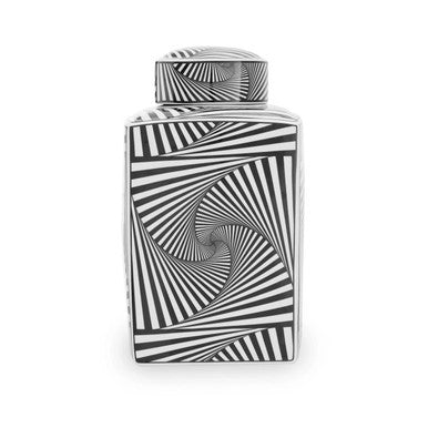 Doria Large Black And White Ceramic Jar