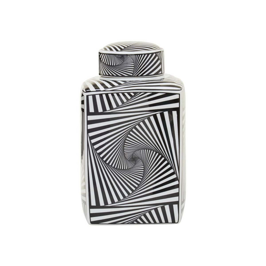 Doria Large Black And White Ceramic Jar