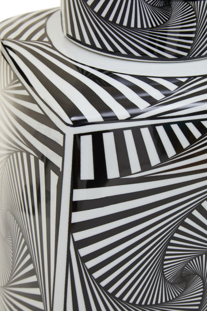 Doria Large Black And White Ceramic Jar