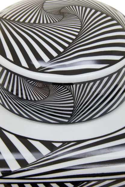 Doria Large Black And White Ceramic Jar