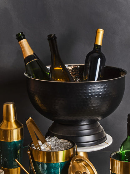 Ankara Black Stainless Steel Champagne Bowl with Hammered Effect