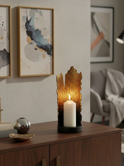 Deomali Small Ombre Black and Gold Candle Holder