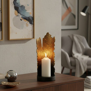 Small Ombre Black and Gold Candle Holder | Deomali
