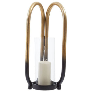 Deomali Large Ombre Black and Gold Finish Candle Holder
