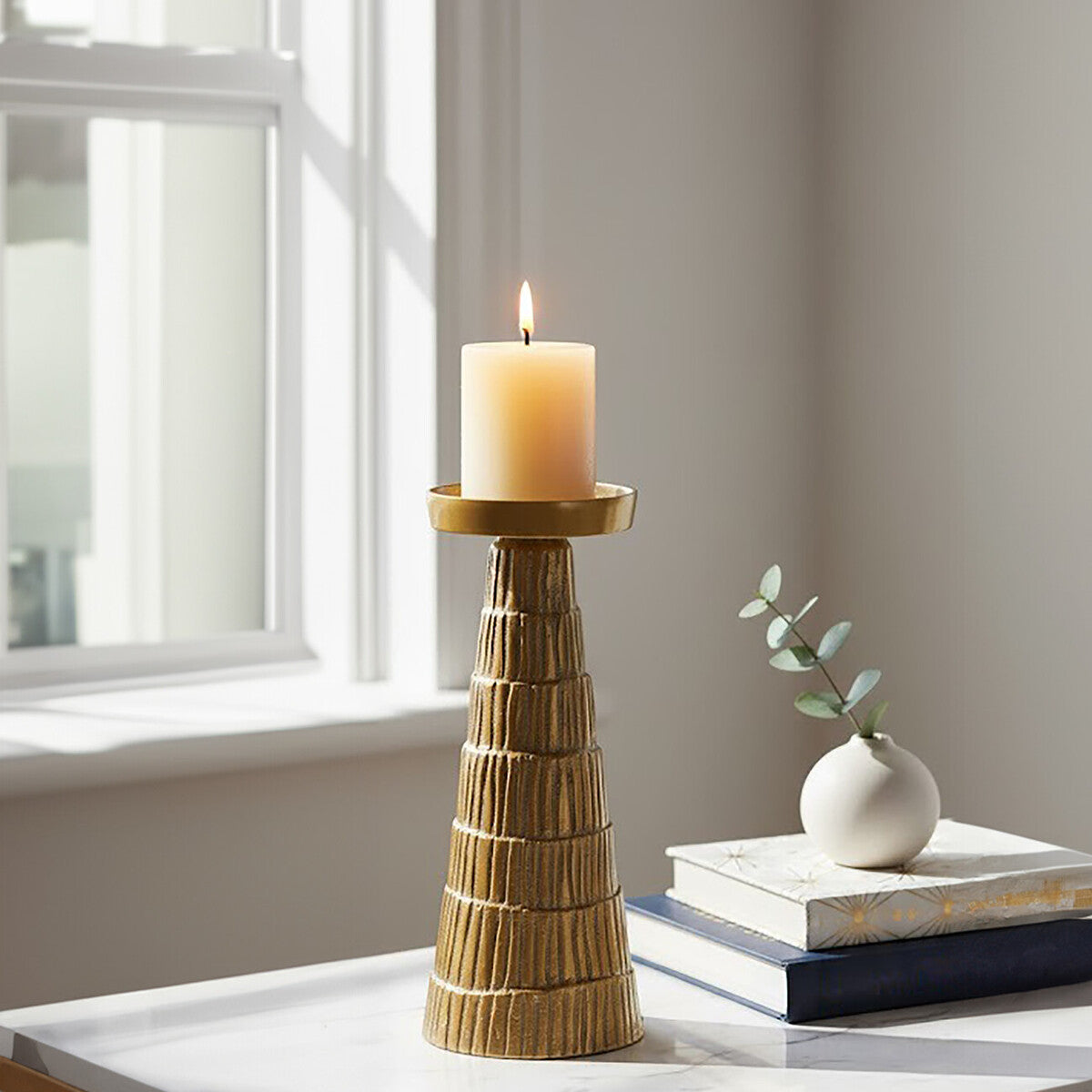 Deomali Large Gold Finish Candle Holder