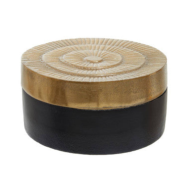 Deomali Small Two Toned Black and Gold Round Box