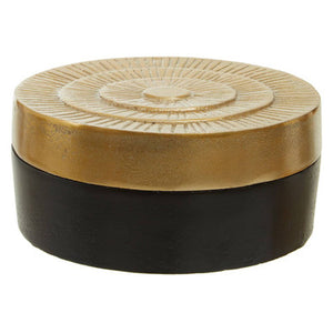 Large Two Toned Black and Gold Round Box | Deomali