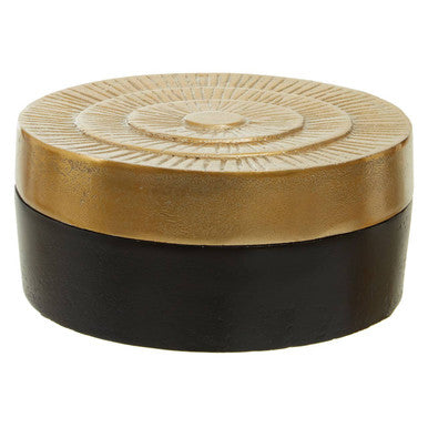Deomali Large Two Toned Black and Gold Round Box