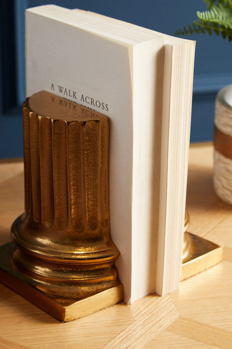 Kensington Townhouse Set of 2 Gold Pillar Bookends - Image 3