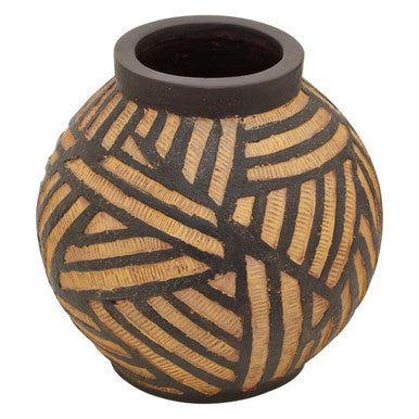 Darnell Round Natural And Black Planter