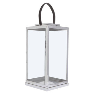 Herber Large Silver Steel With Hair On Leather Handle Lantern