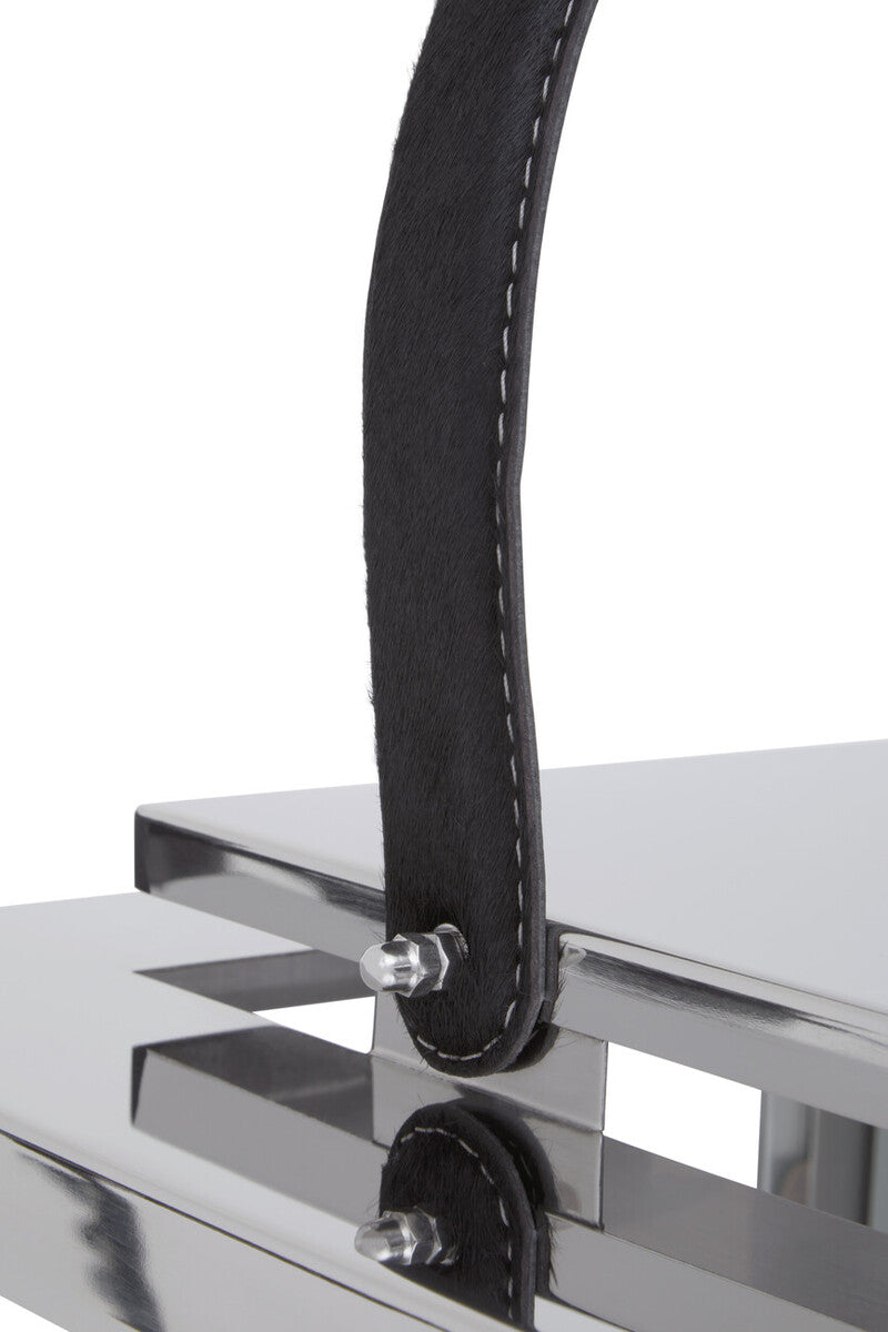 Herber Large Silver Steel With Hair On Leather Handle Lantern