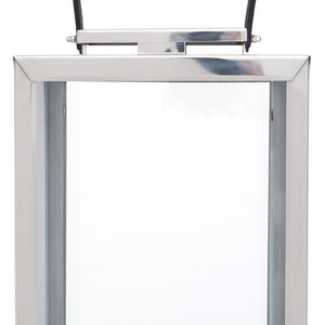 Small Silver Steel with Hair on Leather Handle Lantern | Herber