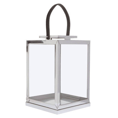 Herber Small Silver Steel With Hair On Leather Handle Lantern