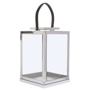 Herber Small Silver Steel With Hair On Leather Handle Lantern