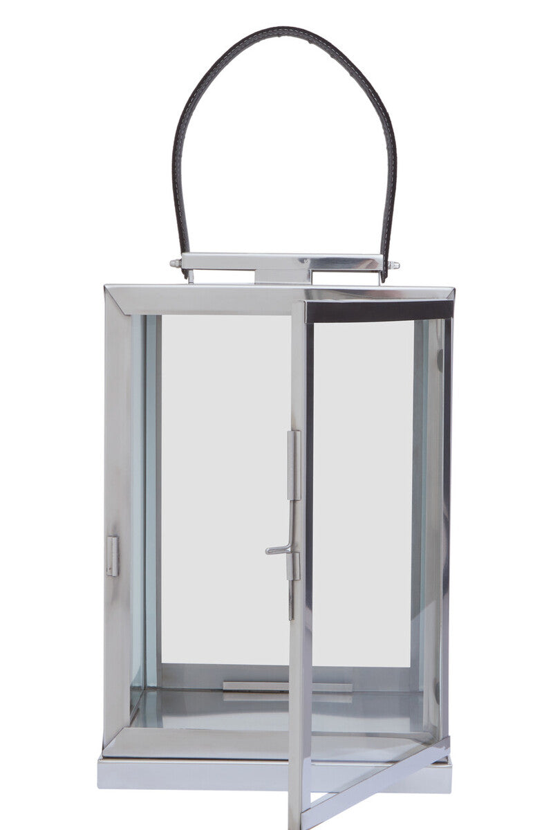 Herber Small Silver Steel With Hair On Leather Handle Lantern