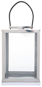 Herber Small Silver Steel With Hair On Leather Handle Lantern