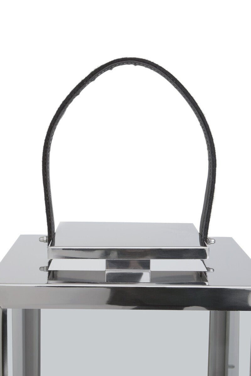 Herber Small Silver Steel With Hair On Leather Handle Lantern