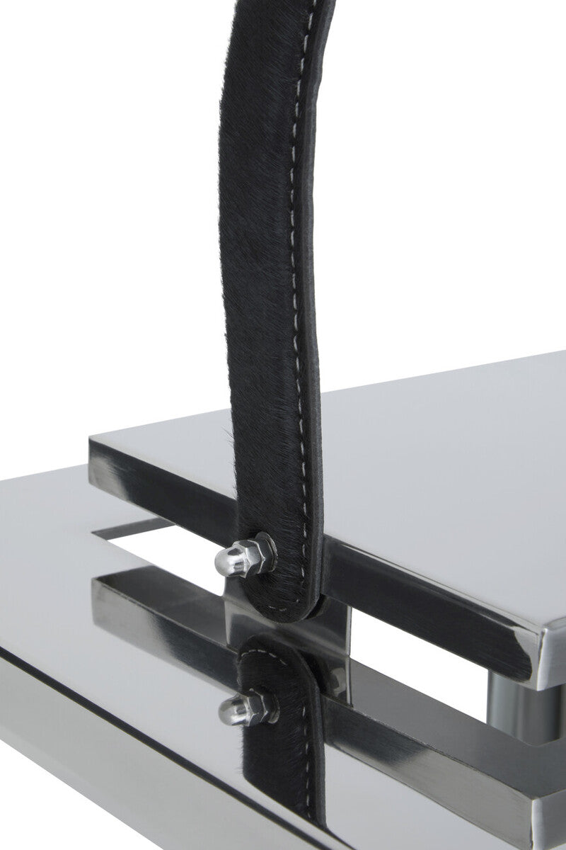 Herber Small Silver Steel With Hair On Leather Handle Lantern