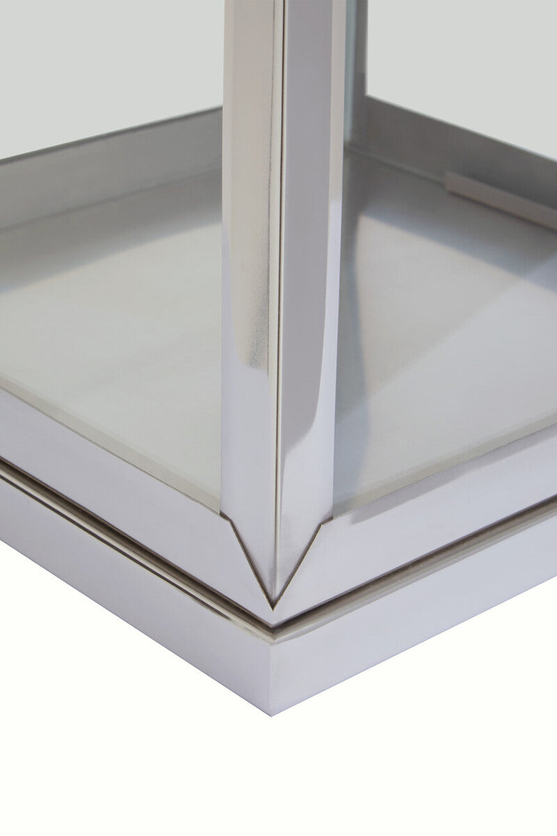 Herber Small Silver Steel With Hair On Leather Handle Lantern