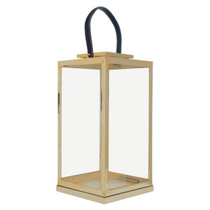 Herber Large Gold Steel With Hair On Leather Handle Lantern
