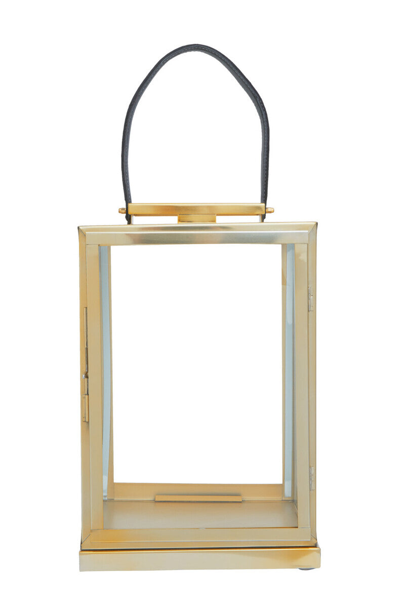 Herber Small Gold Steel With Hair On Leather Handle Lantern