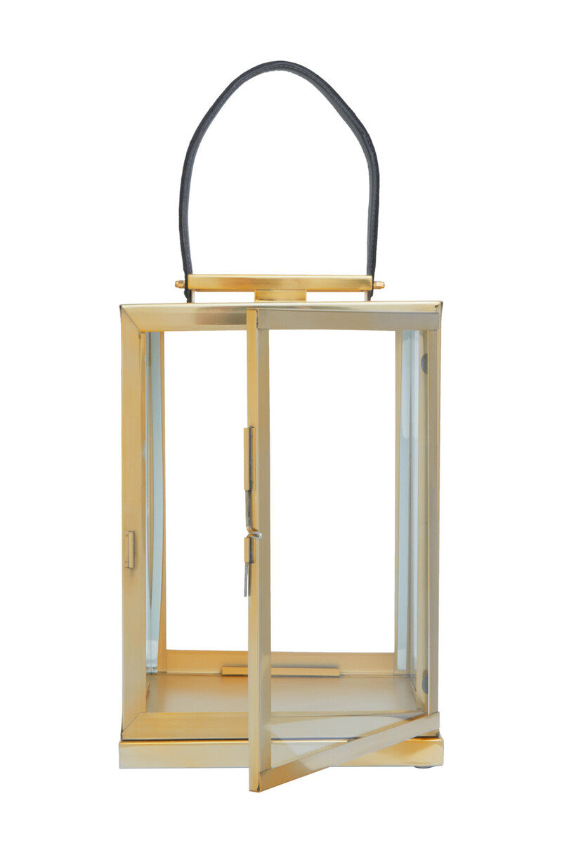 Herber Small Gold Steel With Hair On Leather Handle Lantern