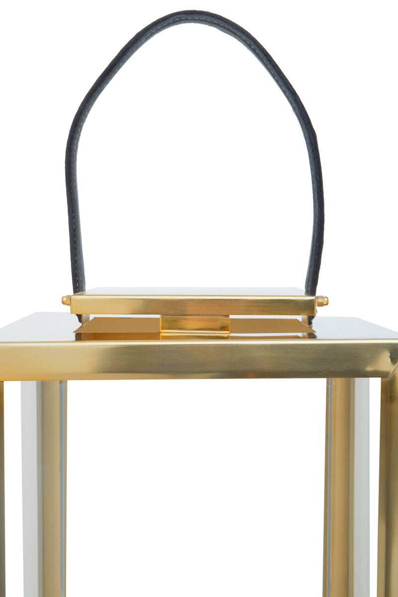Herber Small Gold Steel With Hair On Leather Handle Lantern