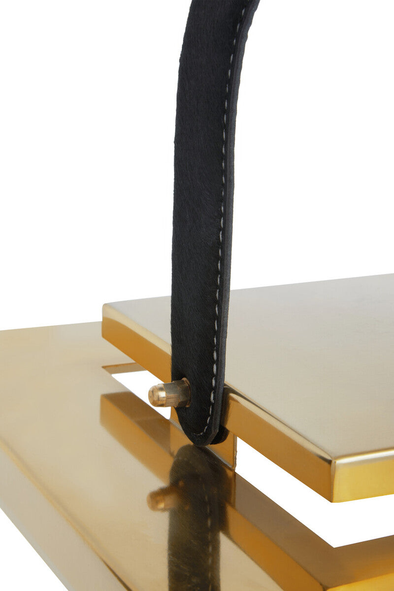 Herber Small Gold Steel With Hair On Leather Handle Lantern