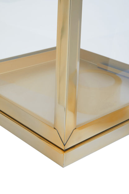 Herber Small Gold Steel With Hair On Leather Handle Lantern