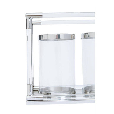 Lucita Double Silver Steel And Acrylic Candle Holder - Image 5