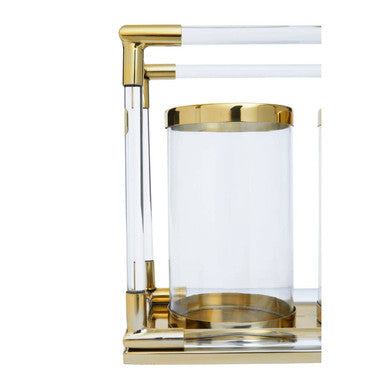 Lucita Double Candle Holder in Gold Finish and Acrylic - Image 4