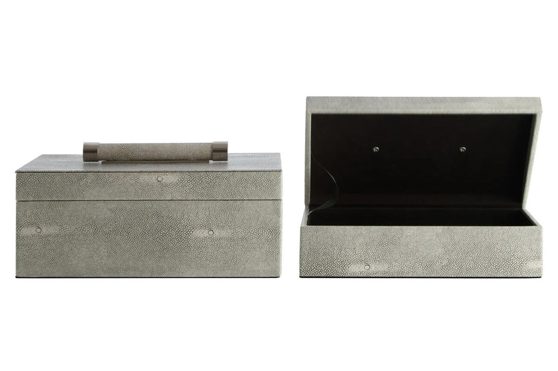 Cardona Set of Two Grey Shagreen Effect Trinket Boxes