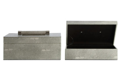 Cardona Set of Two Grey Shagreen Effect Trinket Boxes