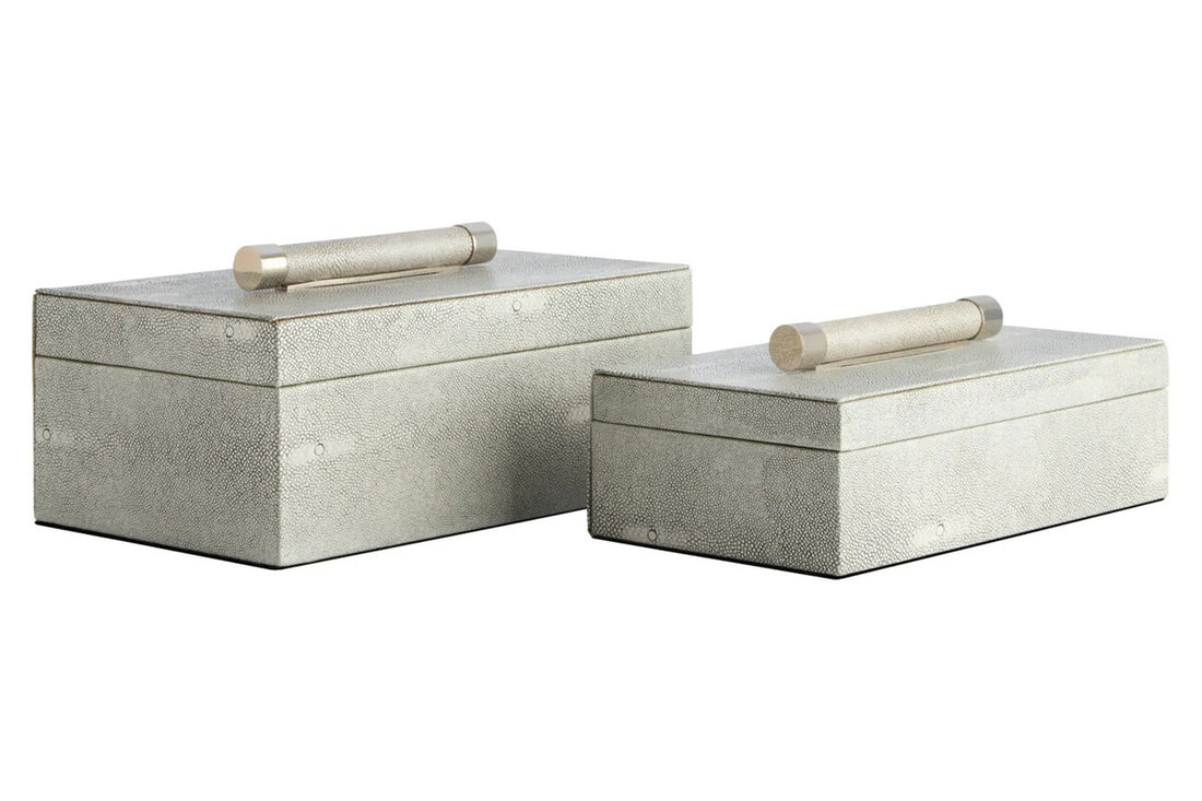 Cardona Set of Two Grey Shagreen Effect Trinket Boxes