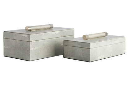 Cardona Set of Two Grey Shagreen Effect Trinket Boxes