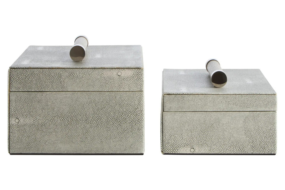 Cardona Set of Two Grey Shagreen Effect Trinket Boxes