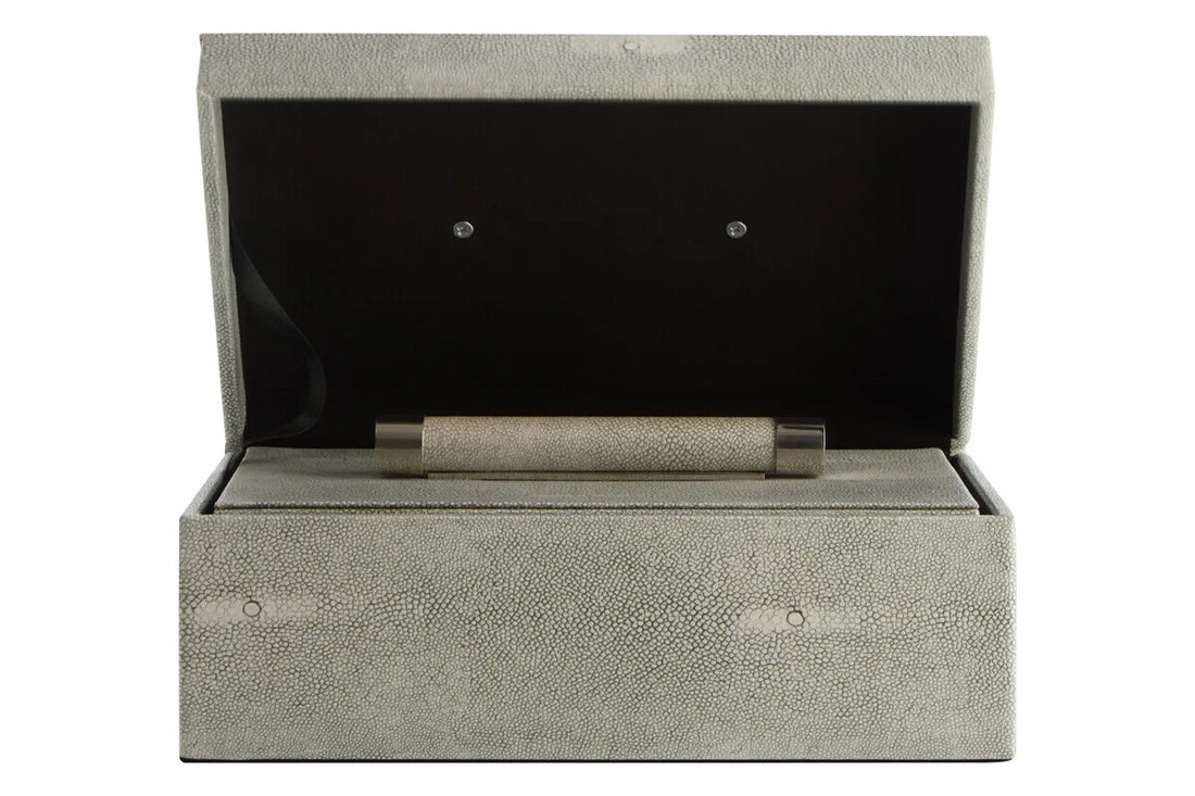 Cardona Set of Two Grey Shagreen Effect Trinket Boxes