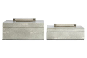 Cardona Set of Two Grey Shagreen Effect Trinket Boxes