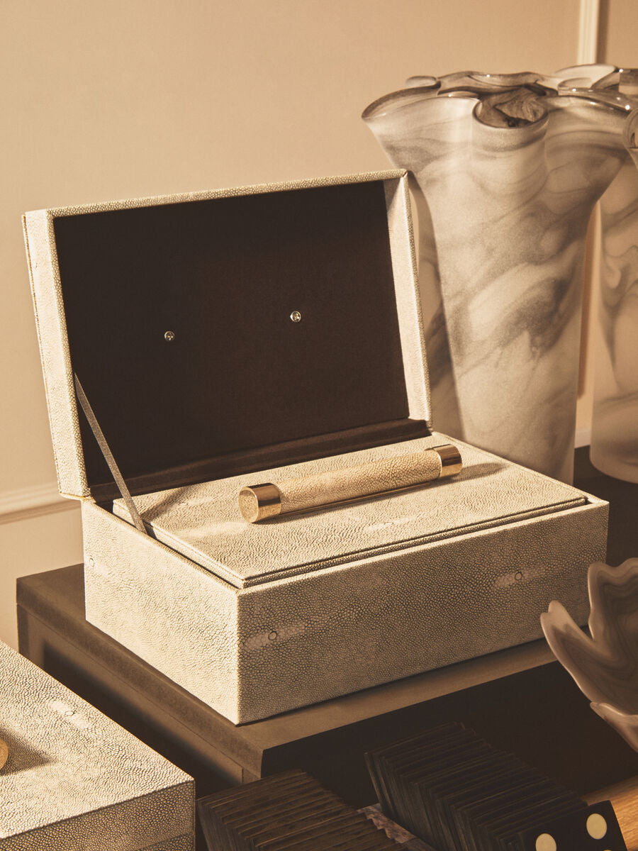 Set of Two Grey Shagreen Effect Trinket Boxes | Cardona