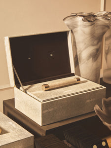 Set of Two Grey Shagreen Effect Trinket Boxes | Cardona