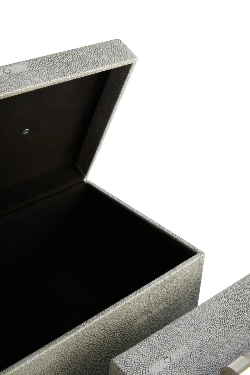 Cardona Set of Two Grey Shagreen Effect Trinket Boxes