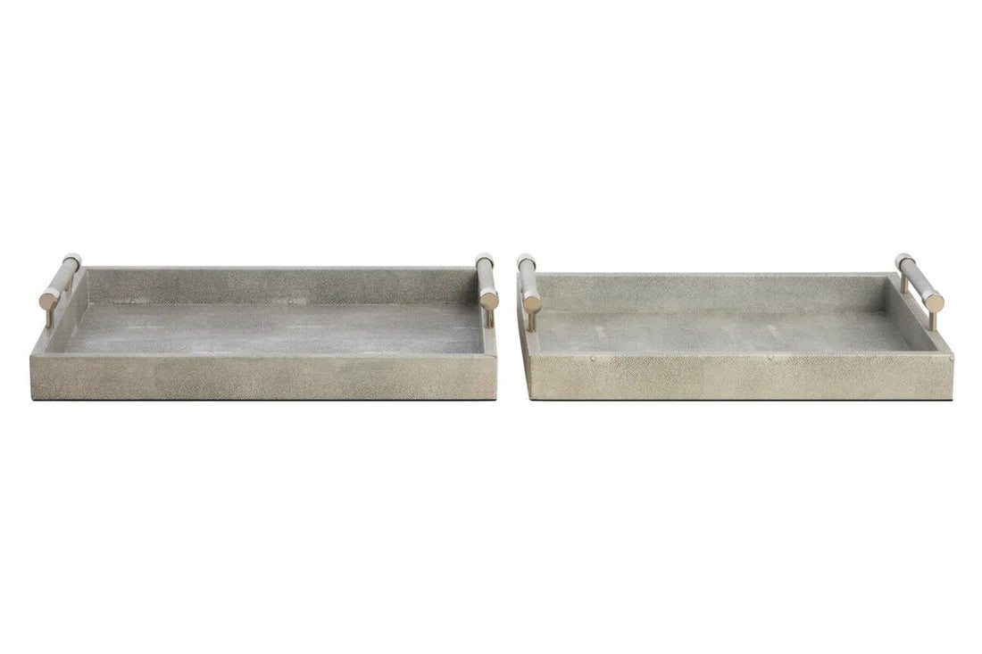 Cardona Set of Two Grey Shagreen Effect Trays
