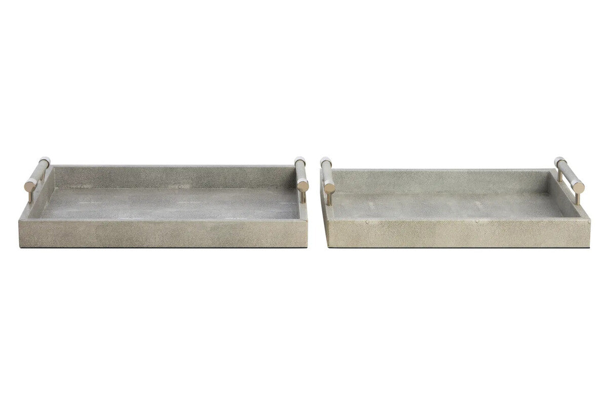 Cardona Set of Two Grey Shagreen Effect Trays