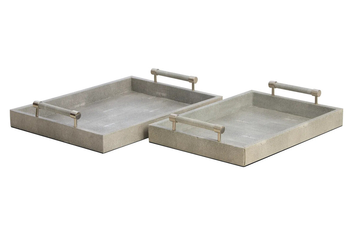 Cardona Set of Two Grey Shagreen Effect Trays